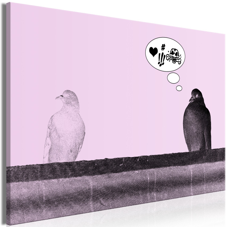 Canvas Print Bird's Message (1-part) - Animal Dialogue in Banksy's Style 115186 additionalImage 2