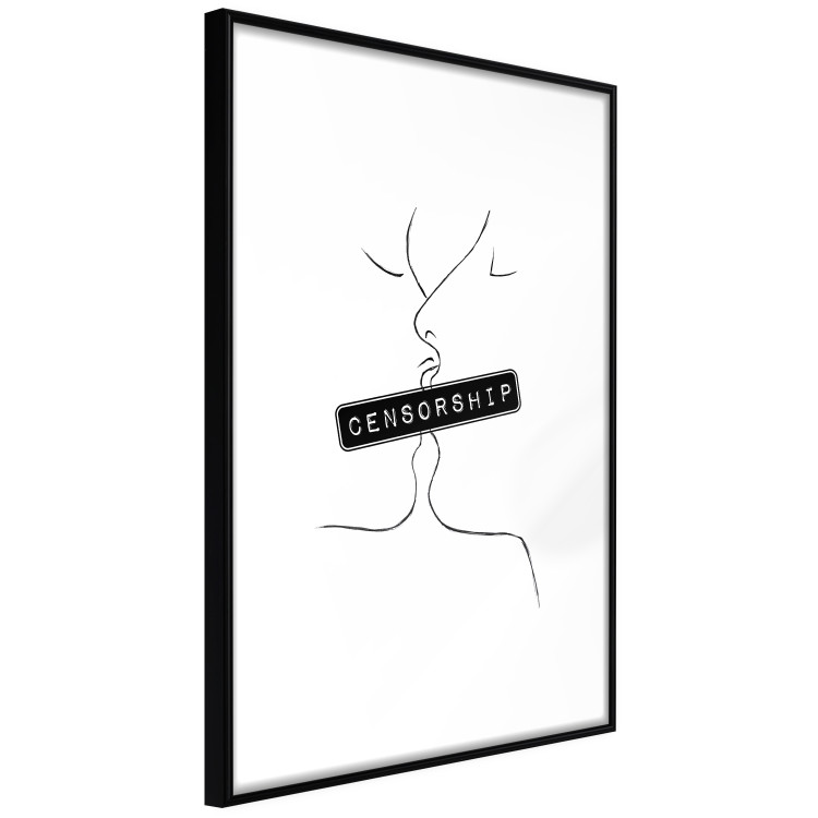 Wall Poster Censorship - black and white simple composition with a kissing couple 116786 additionalImage 13