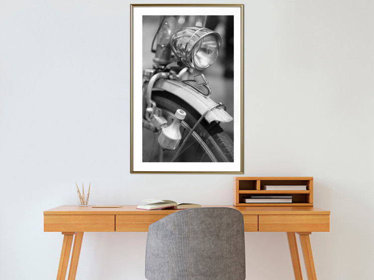 Poster Bicycle Details - black and white composition with a close-up of a bike 117786 additionalImage 15