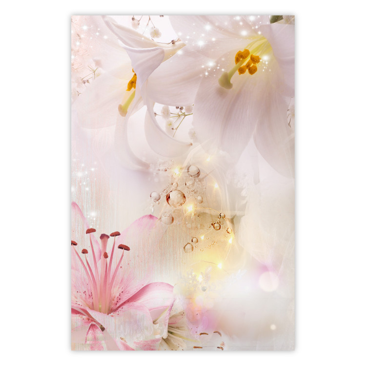 Poster Lilac Paradise - colorful composition with floral motif and water droplets 117886