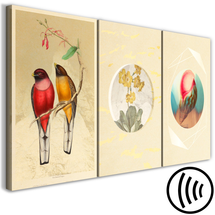 Canvas Print Natural wonders - colorful plants and beautiful birds in vintage style 118186 additionalImage 6