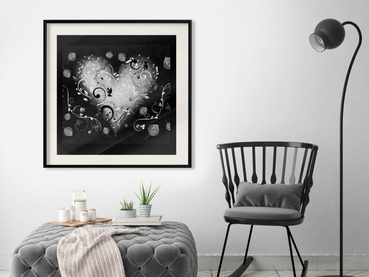 Wall Poster Gift Me Love - black and white heart adorned with floral ornaments 121886 additionalImage 22