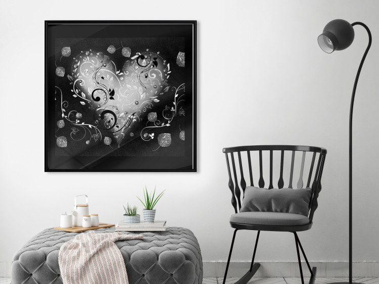 Wall Poster Gift Me Love - black and white heart adorned with floral ornaments 121886 additionalImage 5