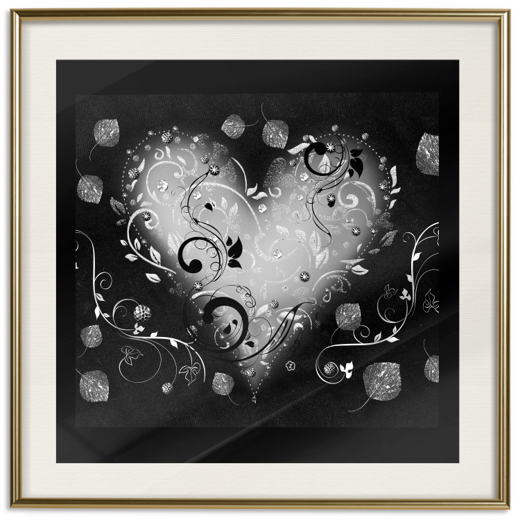 Wall Poster Gift Me Love - black and white heart adorned with floral ornaments 121886 additionalImage 19