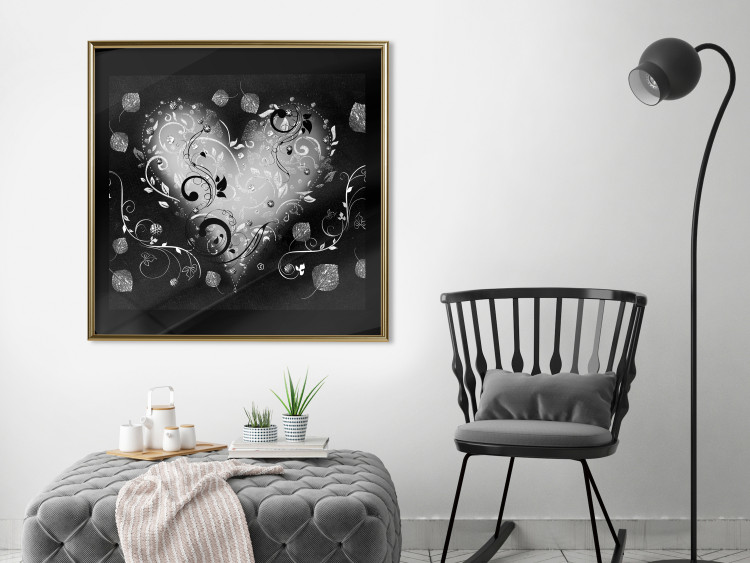 Wall Poster Gift Me Love - black and white heart adorned with floral ornaments 121886 additionalImage 7