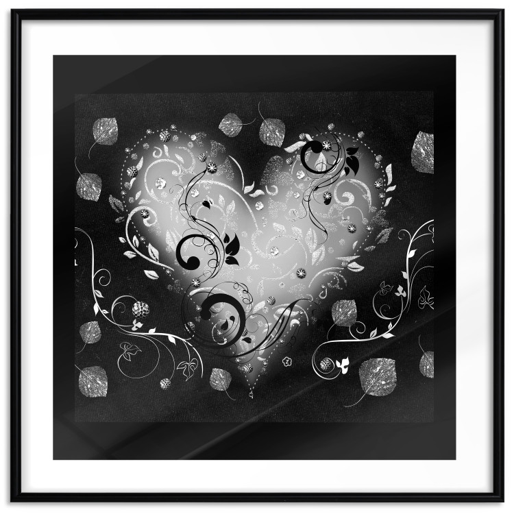 Wall Poster Gift Me Love - black and white heart adorned with floral ornaments 121886 additionalImage 17