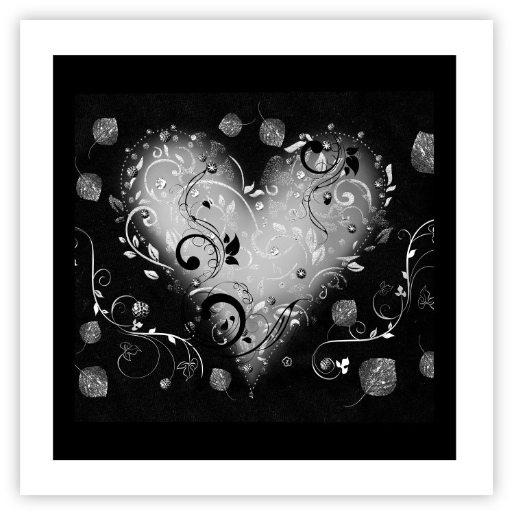 Wall Poster Gift Me Love - black and white heart adorned with floral ornaments 121886 additionalImage 25