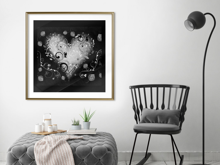 Wall Poster Gift Me Love - black and white heart adorned with floral ornaments 121886 additionalImage 15