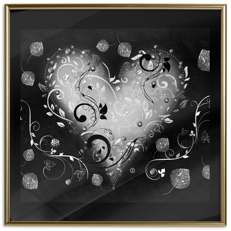 Wall Poster Gift Me Love - black and white heart adorned with floral ornaments 121886 additionalImage 20