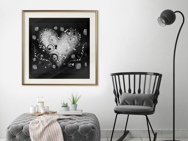 Wall Poster Gift Me Love - black and white heart adorned with floral ornaments 121886 additionalImage 21