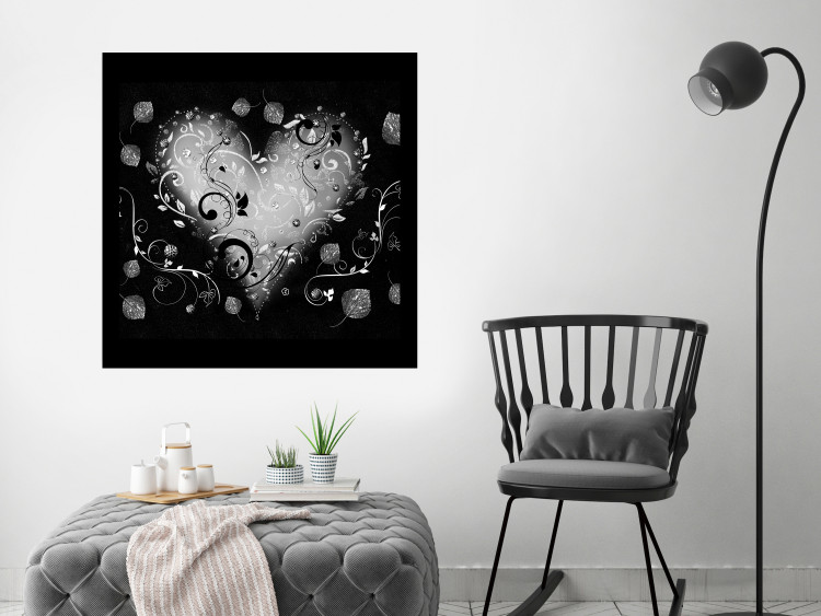 Wall Poster Gift Me Love - black and white heart adorned with floral ornaments 121886 additionalImage 23
