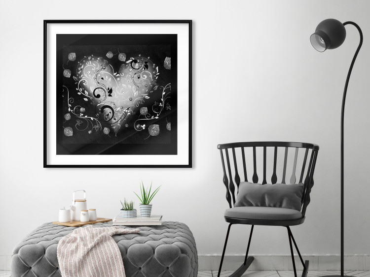 Wall Poster Gift Me Love - black and white heart adorned with floral ornaments 121886 additionalImage 6