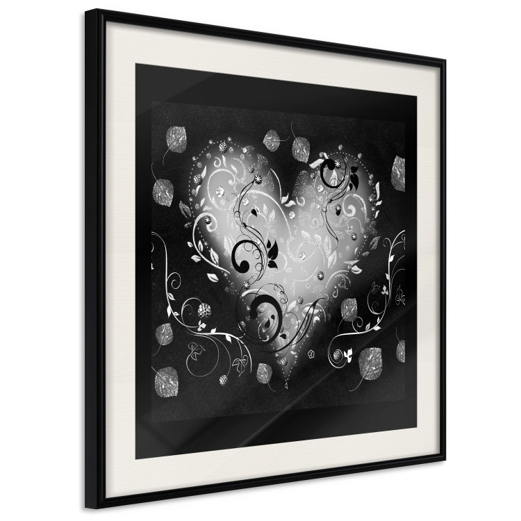 Wall Poster Gift Me Love - black and white heart adorned with floral ornaments 121886 additionalImage 3