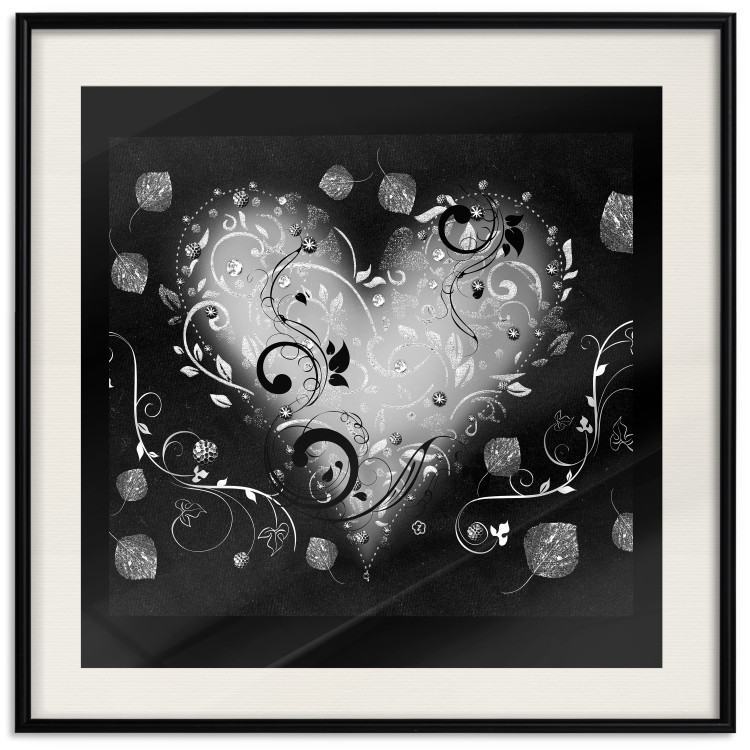 Wall Poster Gift Me Love - black and white heart adorned with floral ornaments 121886 additionalImage 18