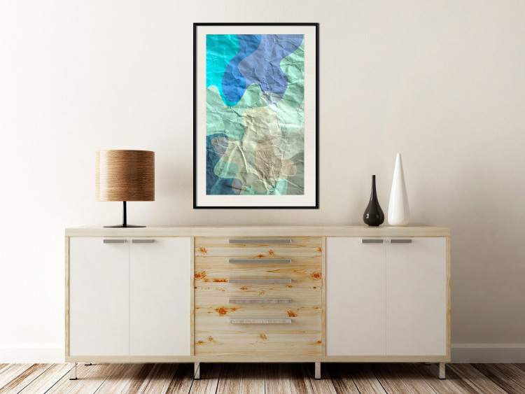Poster Colors of the Lake - abstract spots on a crumpled paper texture 122286 additionalImage 22