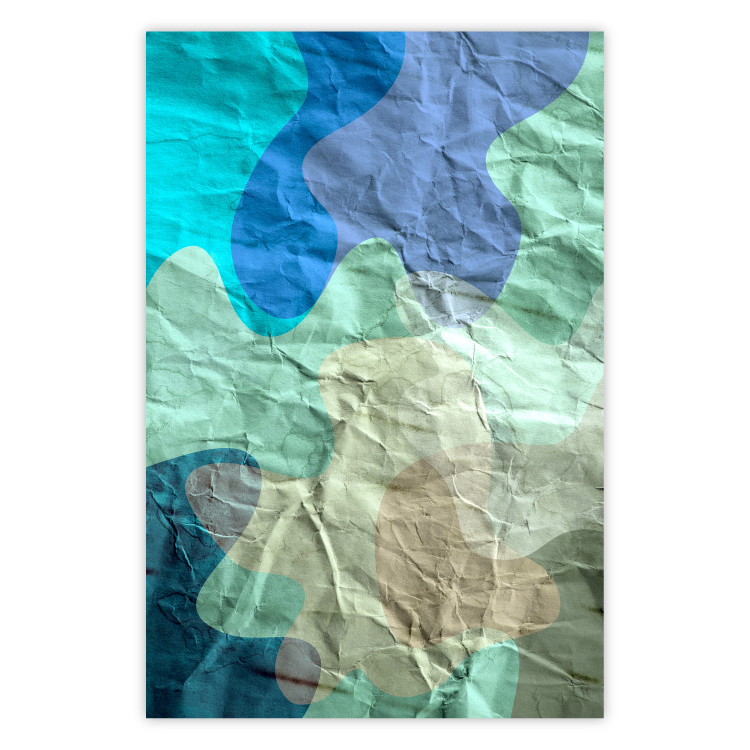 Poster Colors of the Lake - abstract spots on a crumpled paper texture 122286