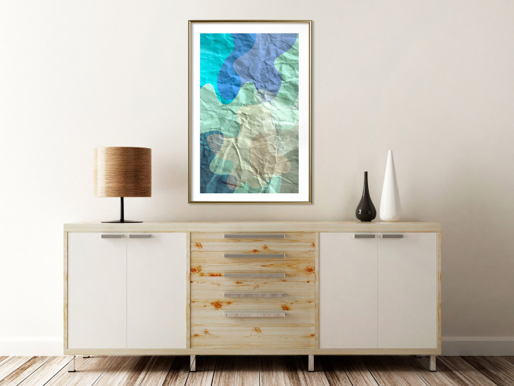 Poster Colors of the Lake - abstract spots on a crumpled paper texture 122286 additionalImage 15