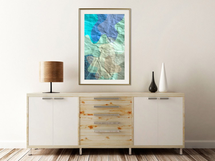 Poster Colors of the Lake - abstract spots on a crumpled paper texture 122286 additionalImage 21