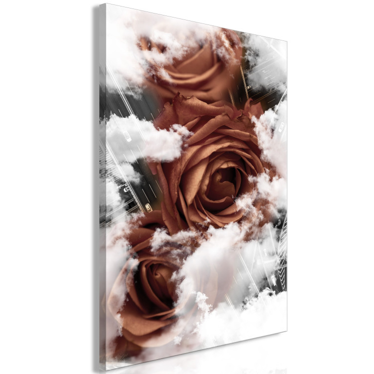 Canvas Art Print Roses in Cloud Embrace (1-part) - Flowers in White Sky Clouds 122786 additionalImage 2