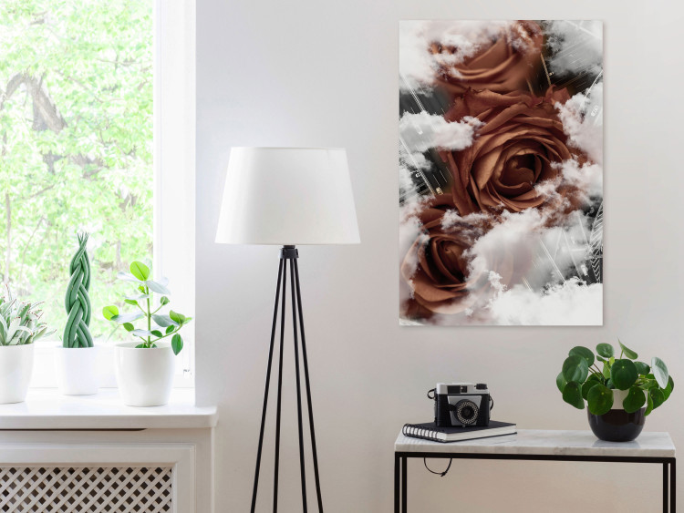 Canvas Art Print Roses in Cloud Embrace (1-part) - Flowers in White Sky Clouds 122786 additionalImage 3