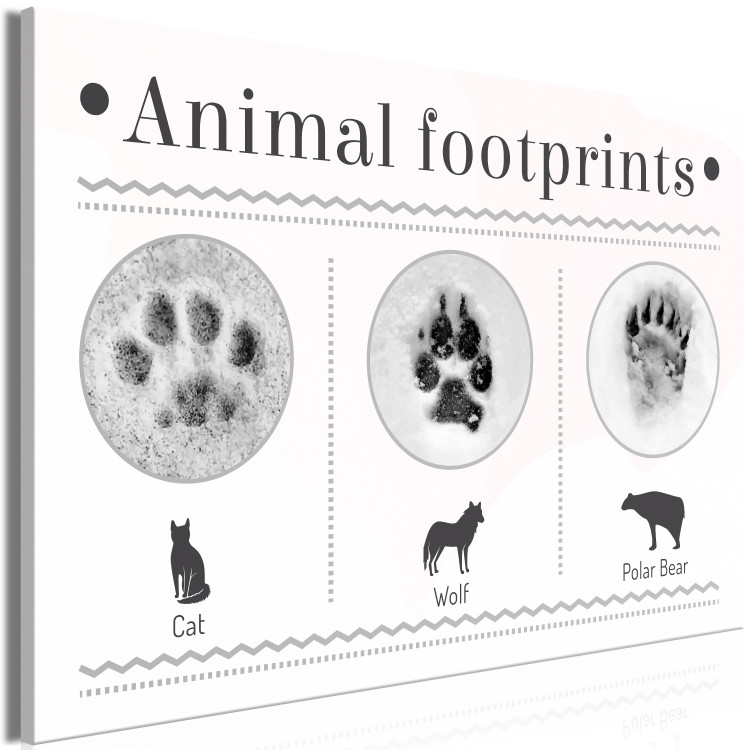 Canvas Winter footprints - infographic with animals and English inscriptions 122886 additionalImage 2