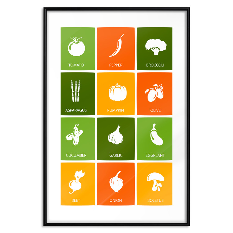 Wall Poster Colorful Vegetables - board with colorful squares and vegetable graphics 123586 additionalImage 17