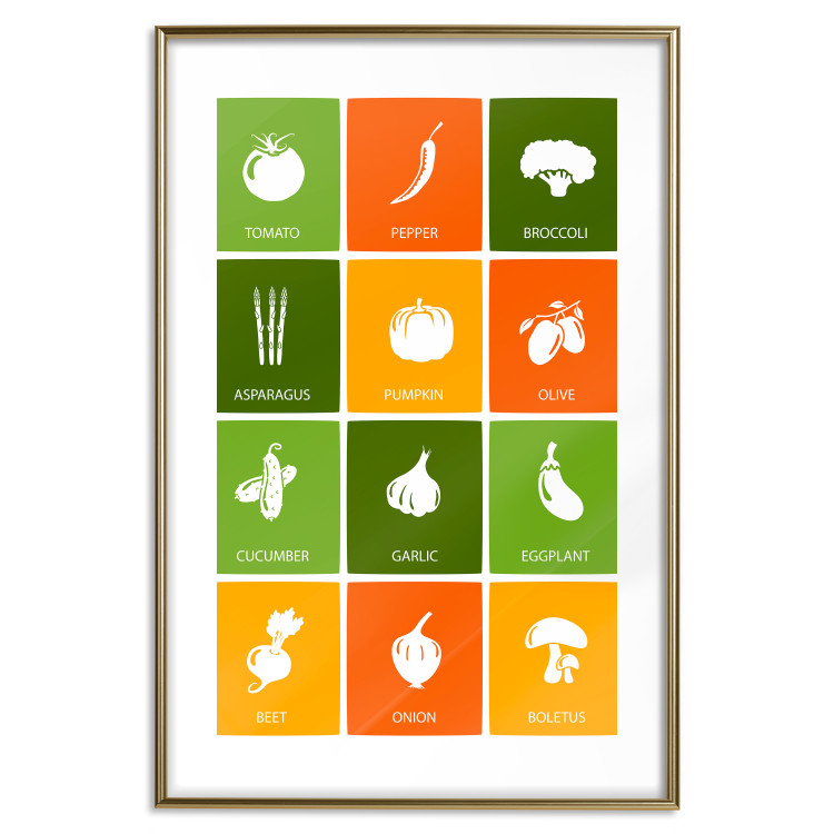Wall Poster Colorful Vegetables - board with colorful squares and vegetable graphics 123586 additionalImage 16