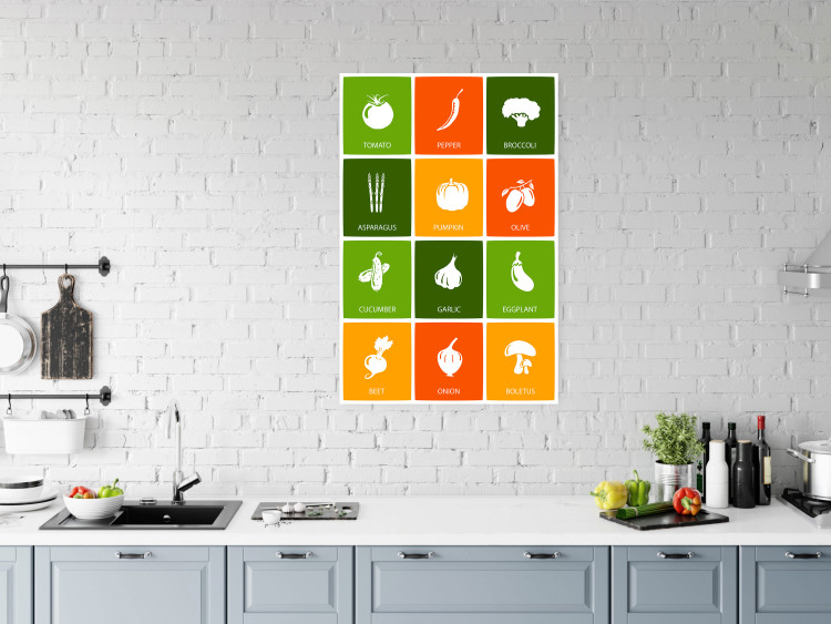 Wall Poster Colorful Vegetables - board with colorful squares and vegetable graphics 123586 additionalImage 23