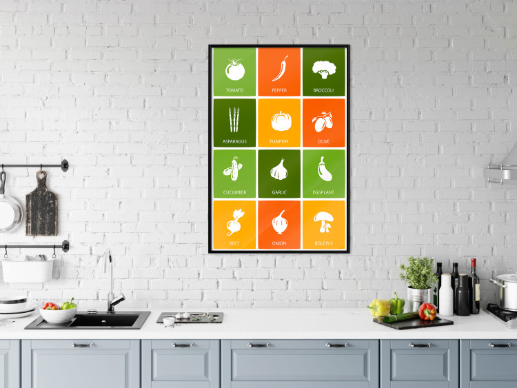 Wall Poster Colorful Vegetables - board with colorful squares and vegetable graphics 123586 additionalImage 3