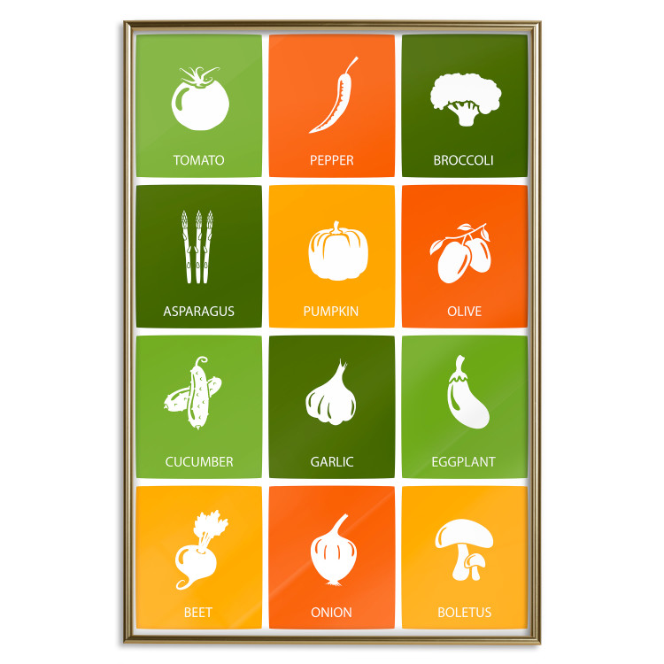 Wall Poster Colorful Vegetables - board with colorful squares and vegetable graphics 123586 additionalImage 16