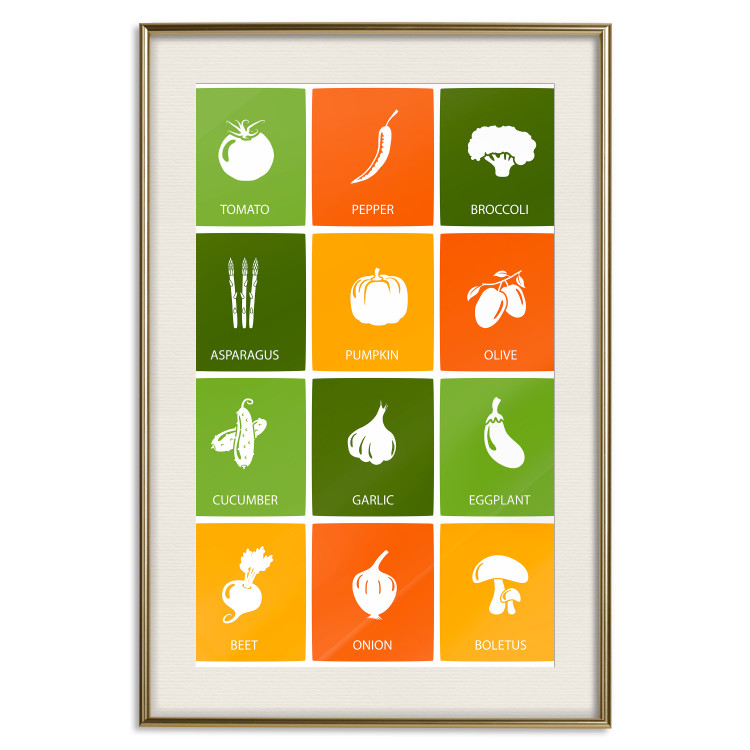 Wall Poster Colorful Vegetables - board with colorful squares and vegetable graphics 123586 additionalImage 19