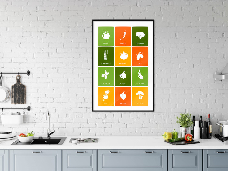 Wall Poster Colorful Vegetables - board with colorful squares and vegetable graphics 123586 additionalImage 4