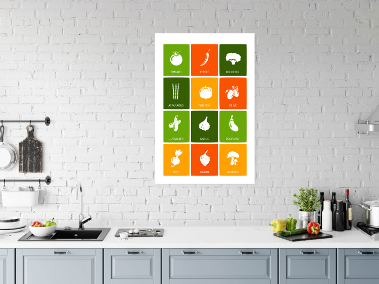 Wall Poster Colorful Vegetables - board with colorful squares and vegetable graphics 123586 additionalImage 2