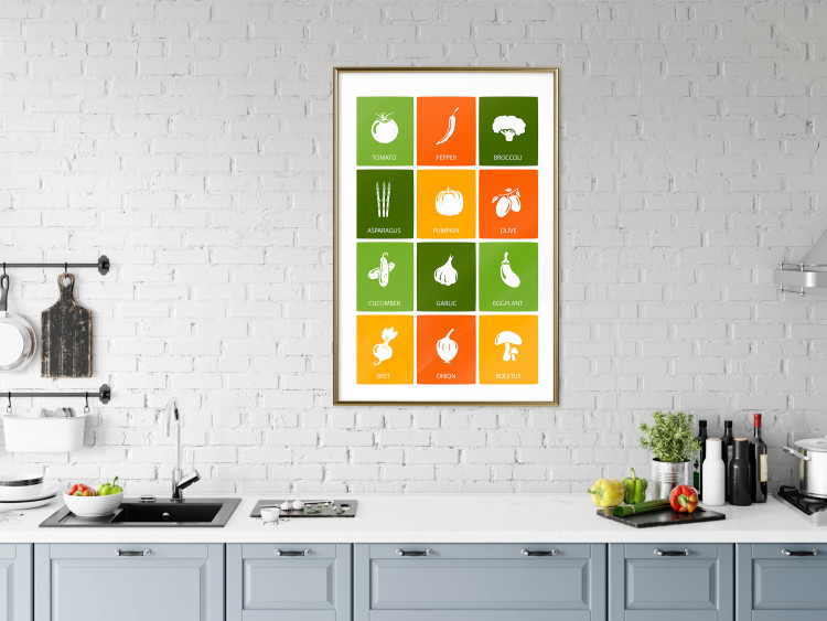 Wall Poster Colorful Vegetables - board with colorful squares and vegetable graphics 123586 additionalImage 13