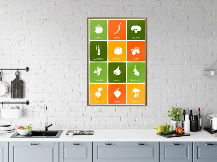 Wall Poster Colorful Vegetables - board with colorful squares and vegetable graphics 123586 additionalImage 7