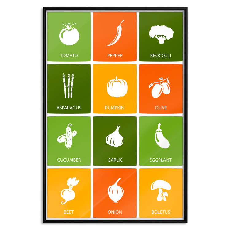 Wall Poster Colorful Vegetables - board with colorful squares and vegetable graphics 123586 additionalImage 18