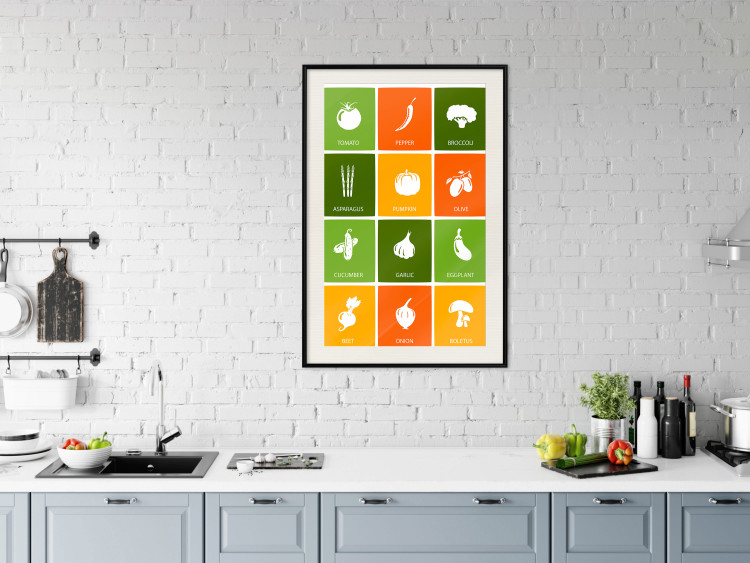 Wall Poster Colorful Vegetables - board with colorful squares and vegetable graphics 123586 additionalImage 22