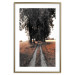 Poster Road to the Forest - landscape of road and trees against orange meadow 124386 additionalThumb 16