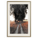 Poster Road to the Forest - landscape of road and trees against orange meadow 124386 additionalThumb 19
