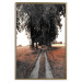Poster Road to the Forest - landscape of road and trees against orange meadow 124386 additionalThumb 16