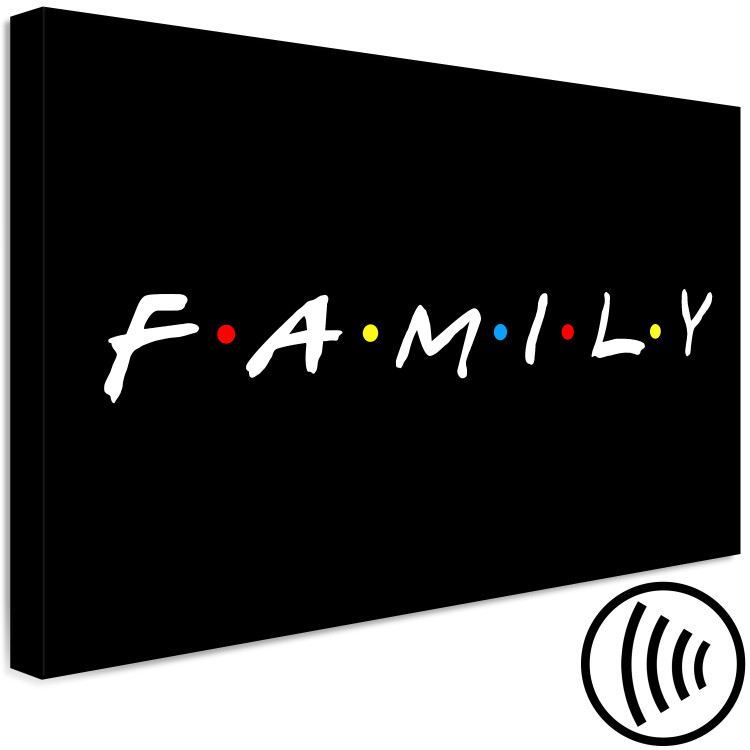 Canvas Print White English Family sign with colouful dots - on a black background 127786 additionalImage 6