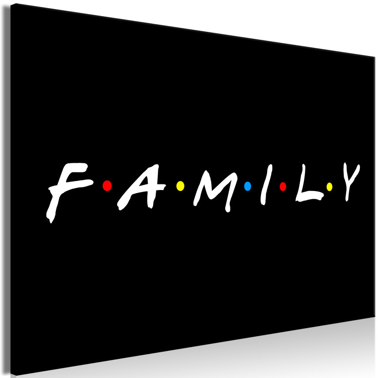 Canvas Print White English Family sign with colouful dots - on a black background 127786 additionalImage 2