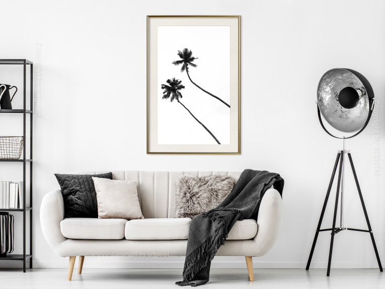 Poster Solitary Palms - black tropical trees on a contrasting white background 129786 additionalImage 22