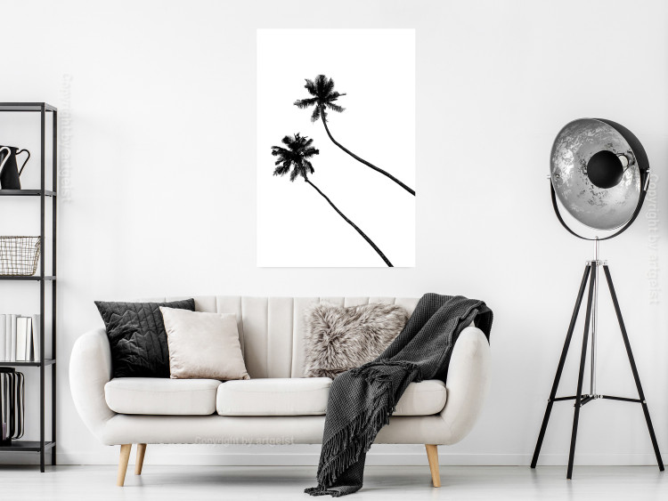 Poster Solitary Palms - black tropical trees on a contrasting white background 129786 additionalImage 2