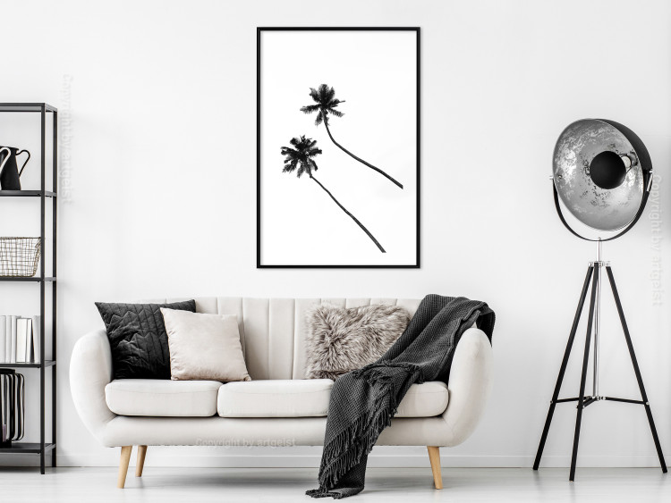 Poster Solitary Palms - black tropical trees on a contrasting white background 129786 additionalImage 18
