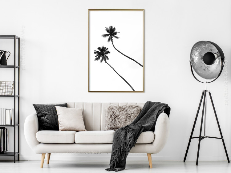 Poster Solitary Palms - black tropical trees on a contrasting white background 129786 additionalImage 5