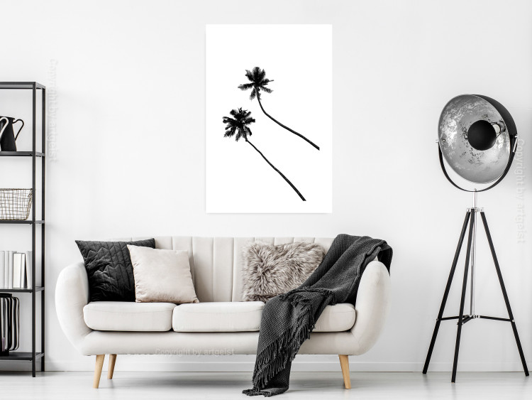 Poster Solitary Palms - black tropical trees on a contrasting white background 129786 additionalImage 3