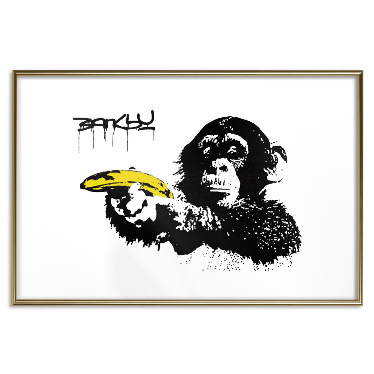 Poster Banksy: Monkey with Banana - black animal with a yellow fruit on a white background 132486 additionalImage 14