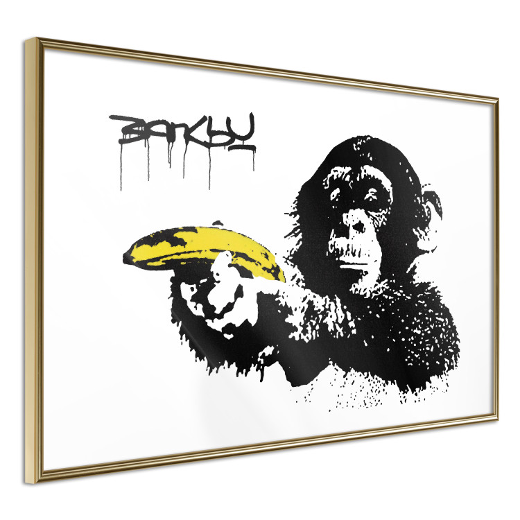 Poster Banksy: Monkey with Banana - black animal with a yellow fruit on a white background 132486 additionalImage 14
