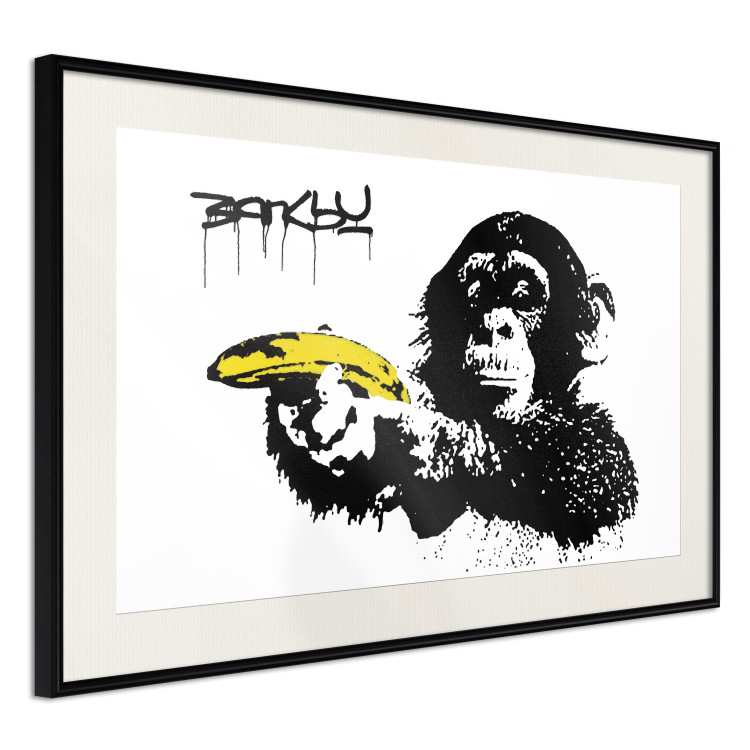 Poster Banksy: Monkey with Banana - black animal with a yellow fruit on a white background 132486 additionalImage 3